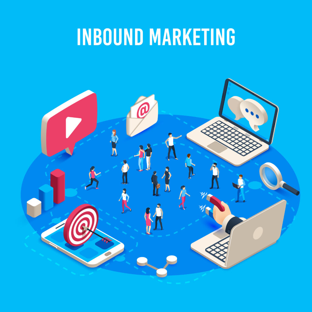 An image depicting the use of inbound marketing strategies to attract customers